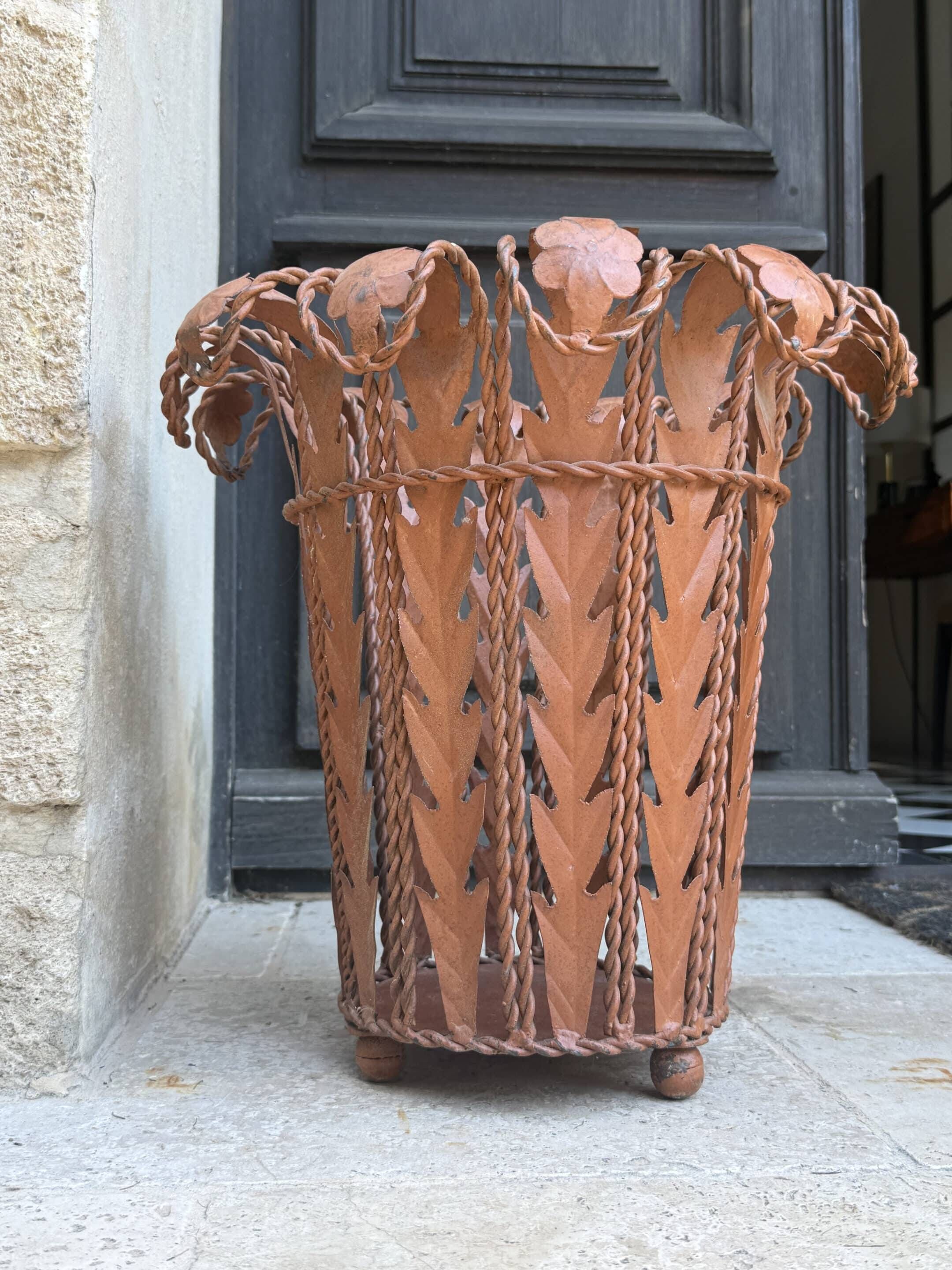 Umbrella stand or metal plant pot inspired by Art Nouveau, 20th century