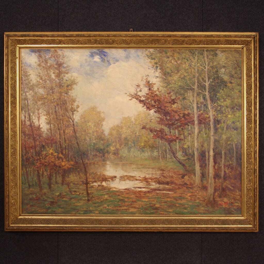 Italian painting landscape signed and dated