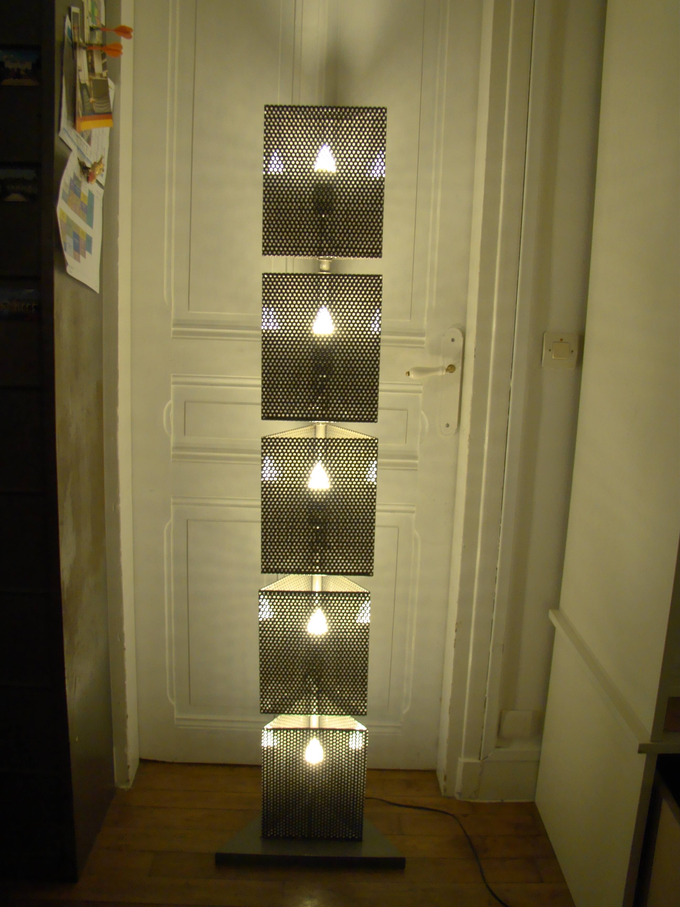 Vintage perforated metal floor lamp