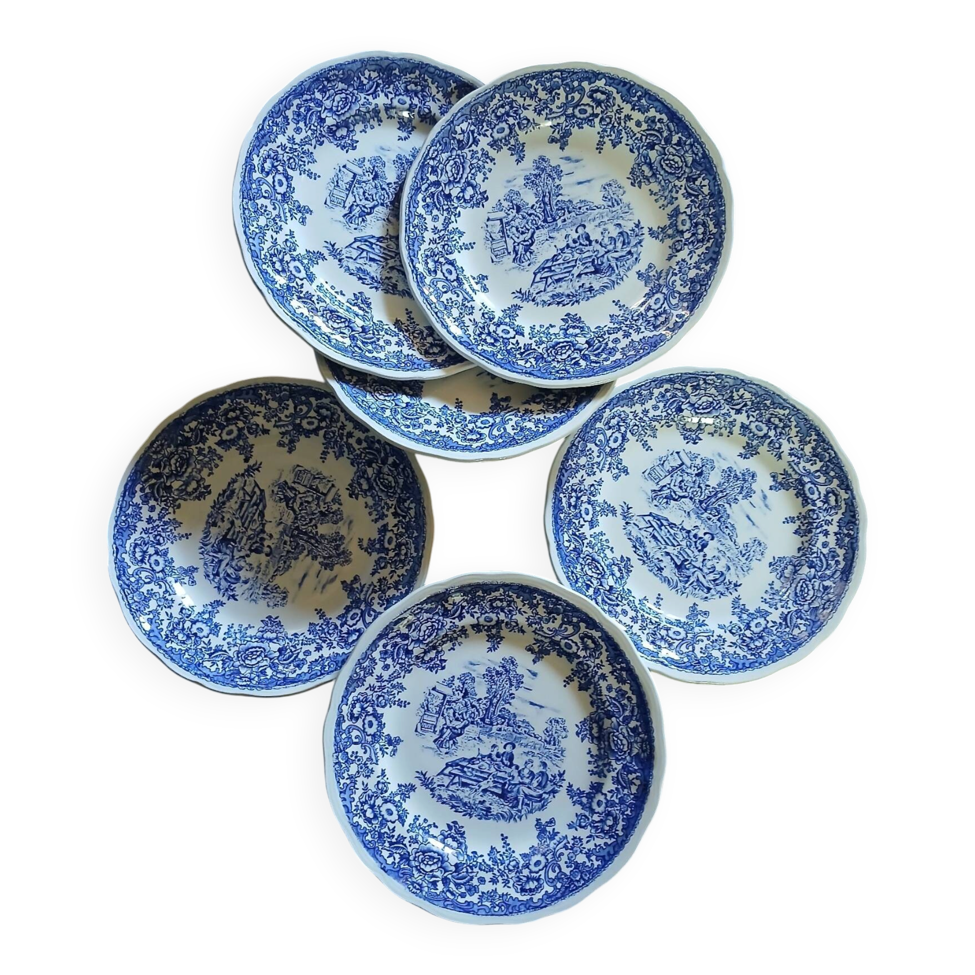12 assiettes à dessert anciennes Lunéville KG
