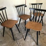 Set of 4 vintage 1960's chairs with bars and black compass legs