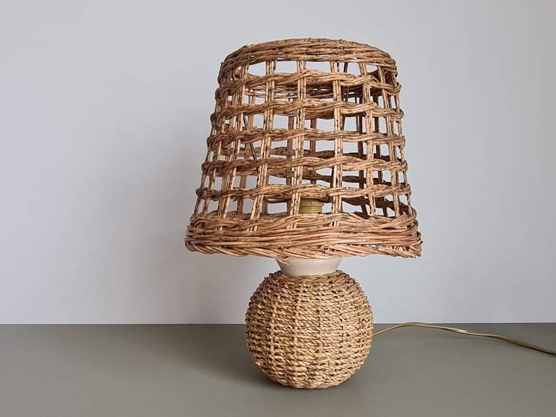 Vintage wicker and rattan lamp – natural bohemian lamp