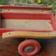 Old wooden toy Dejou. Hitch, horse and cart.