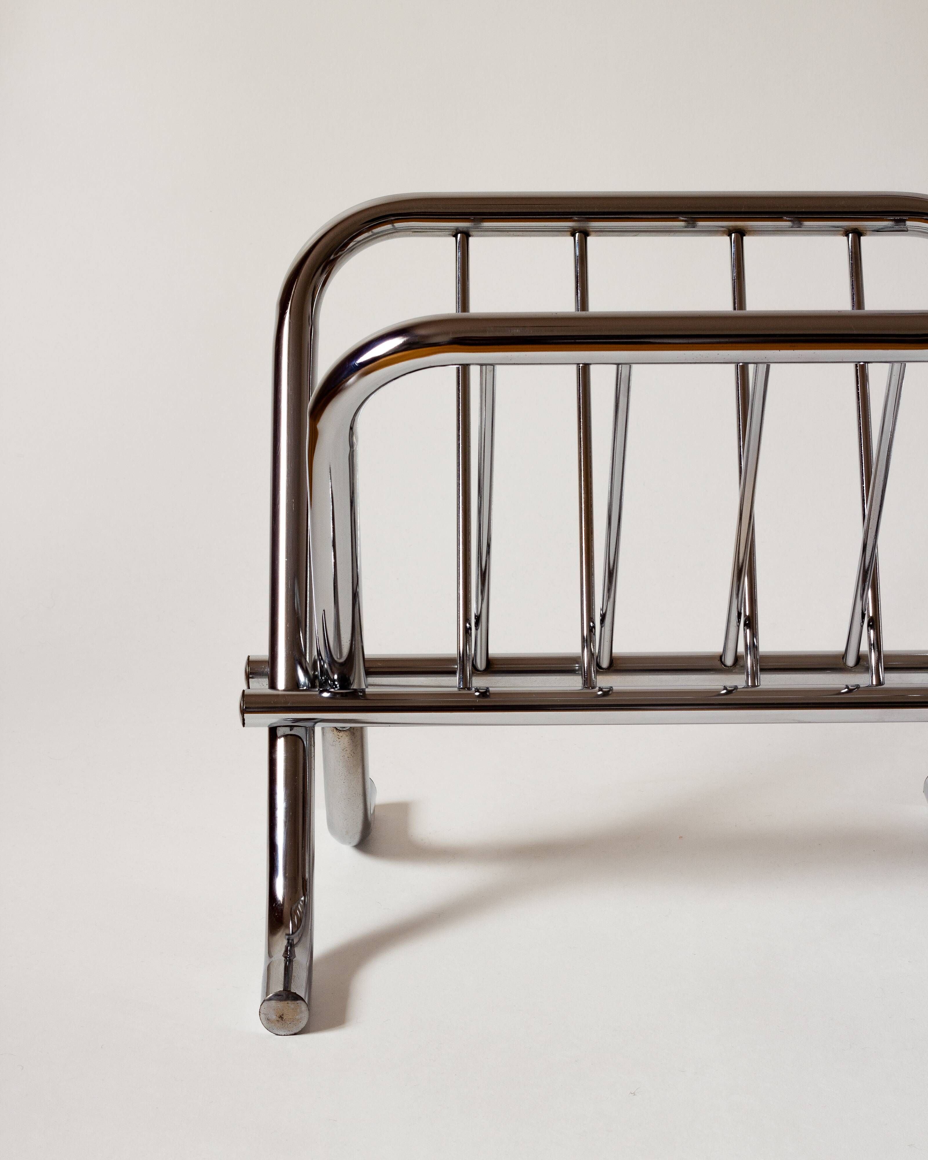 Chrome tubular steel magazine holder, Le Zack 1980