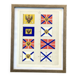 Chromolithograph - framed - Pennants and flags of the Russian Navy from the 19th century