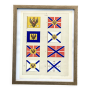 Chromolithograph - framed - Pennants and flags of the Russian Navy from the 19th century