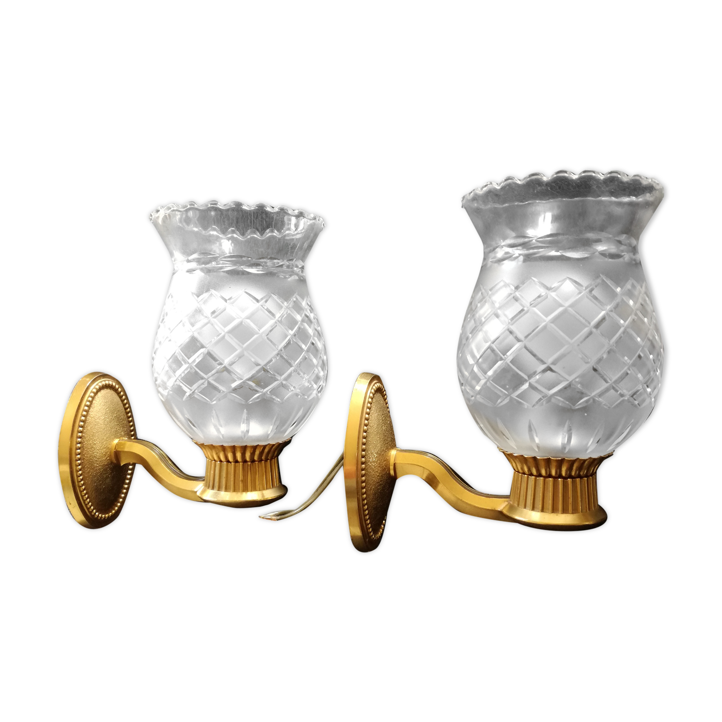 Brass and glass CT sconces, set of 2