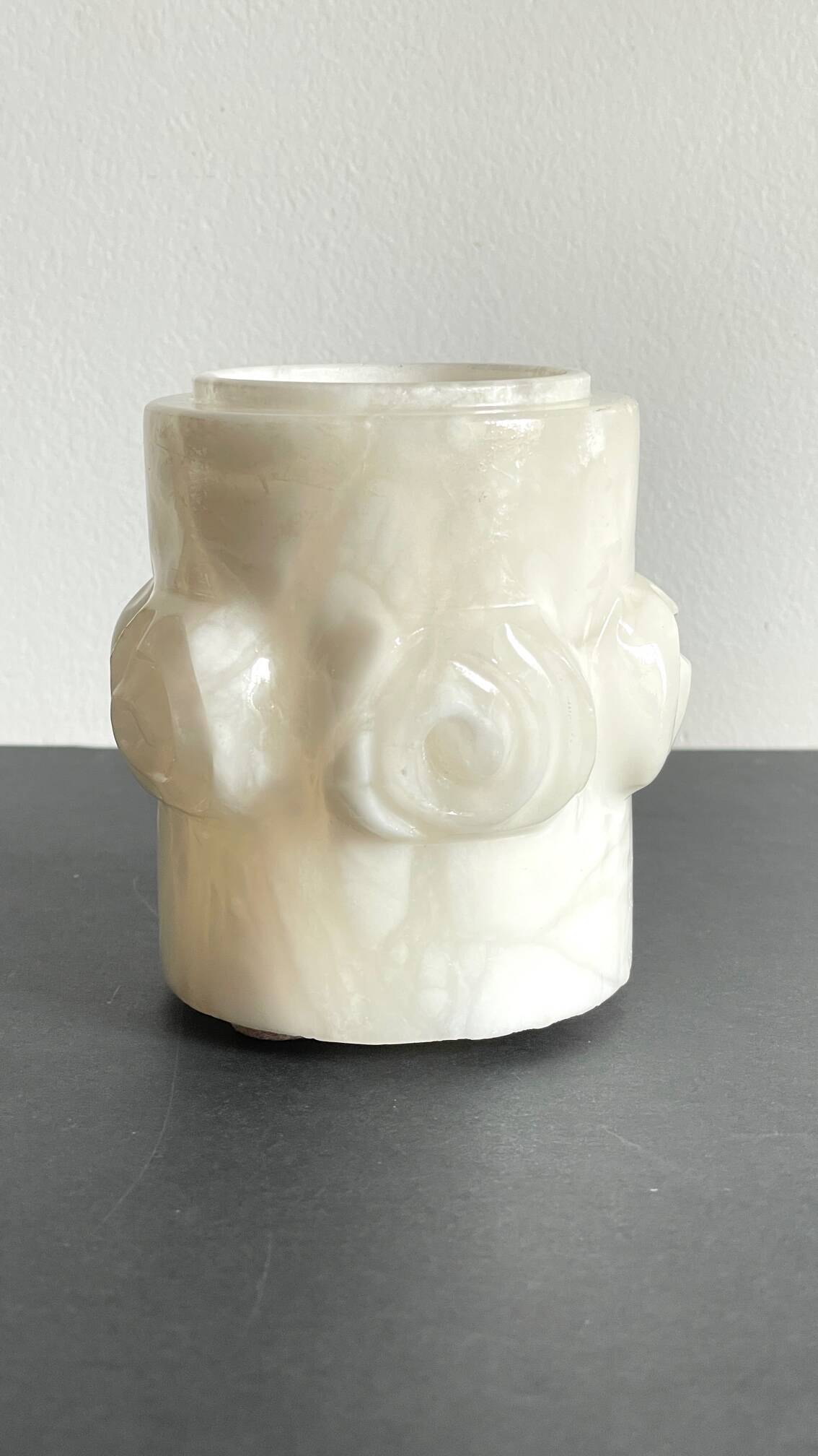 Vintage alabaster stone pencil pot