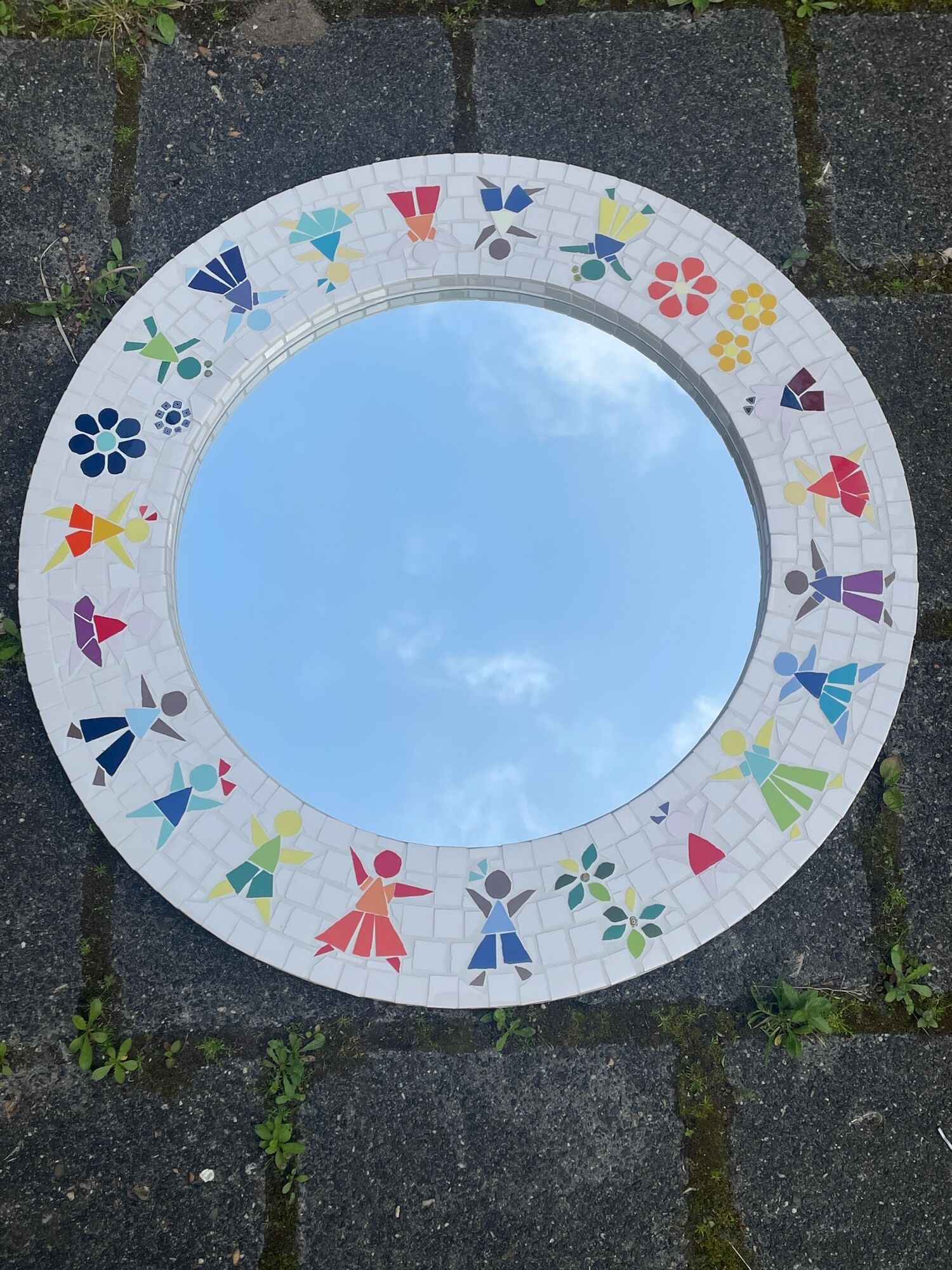 Vintage Mozaik mirror. Children mirror, Childsroom mirror tiles.