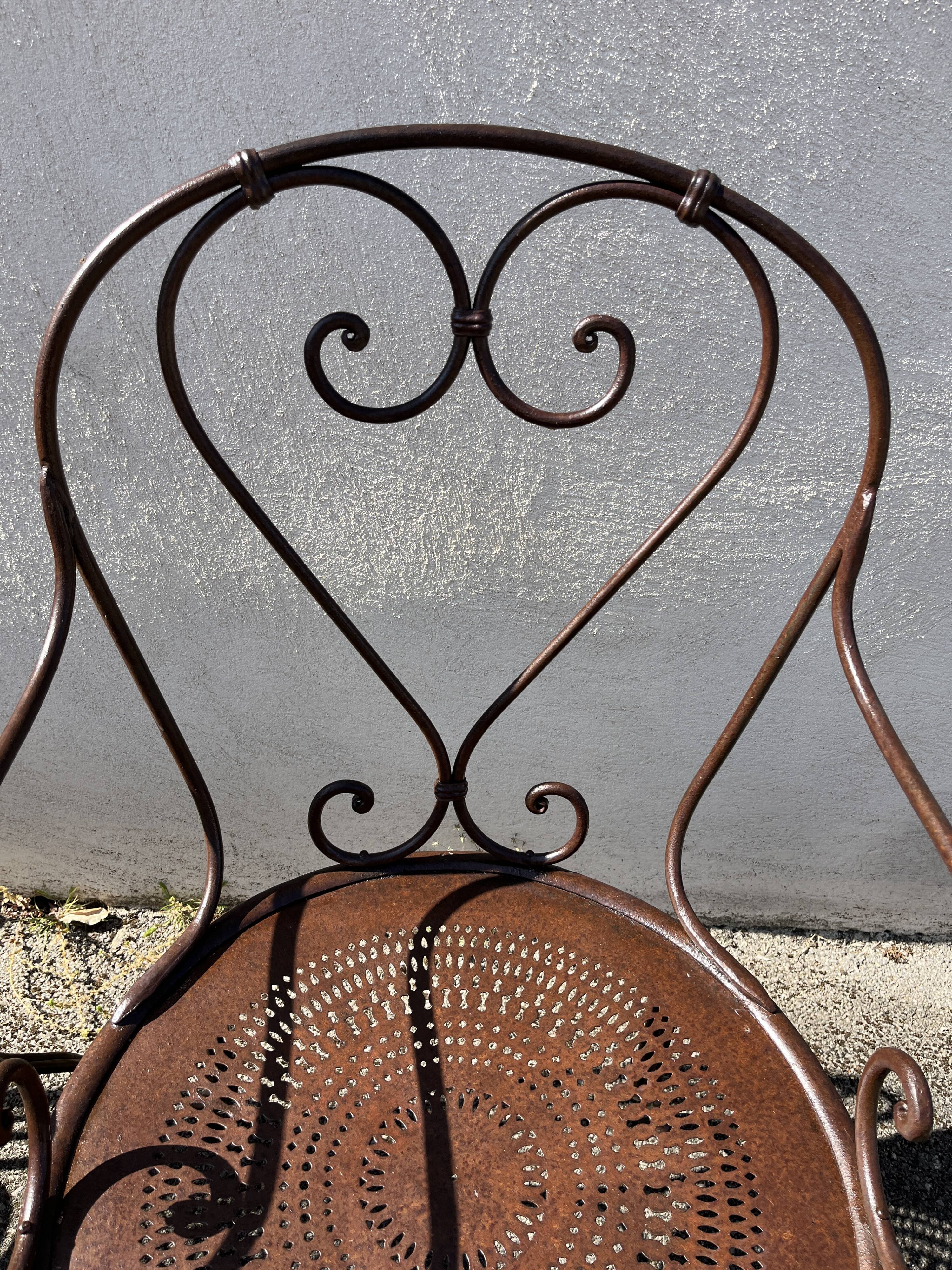 série de 4 fauteuils de jardin fer forgé