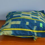 Housse de coussin en tissu baoulé jaune