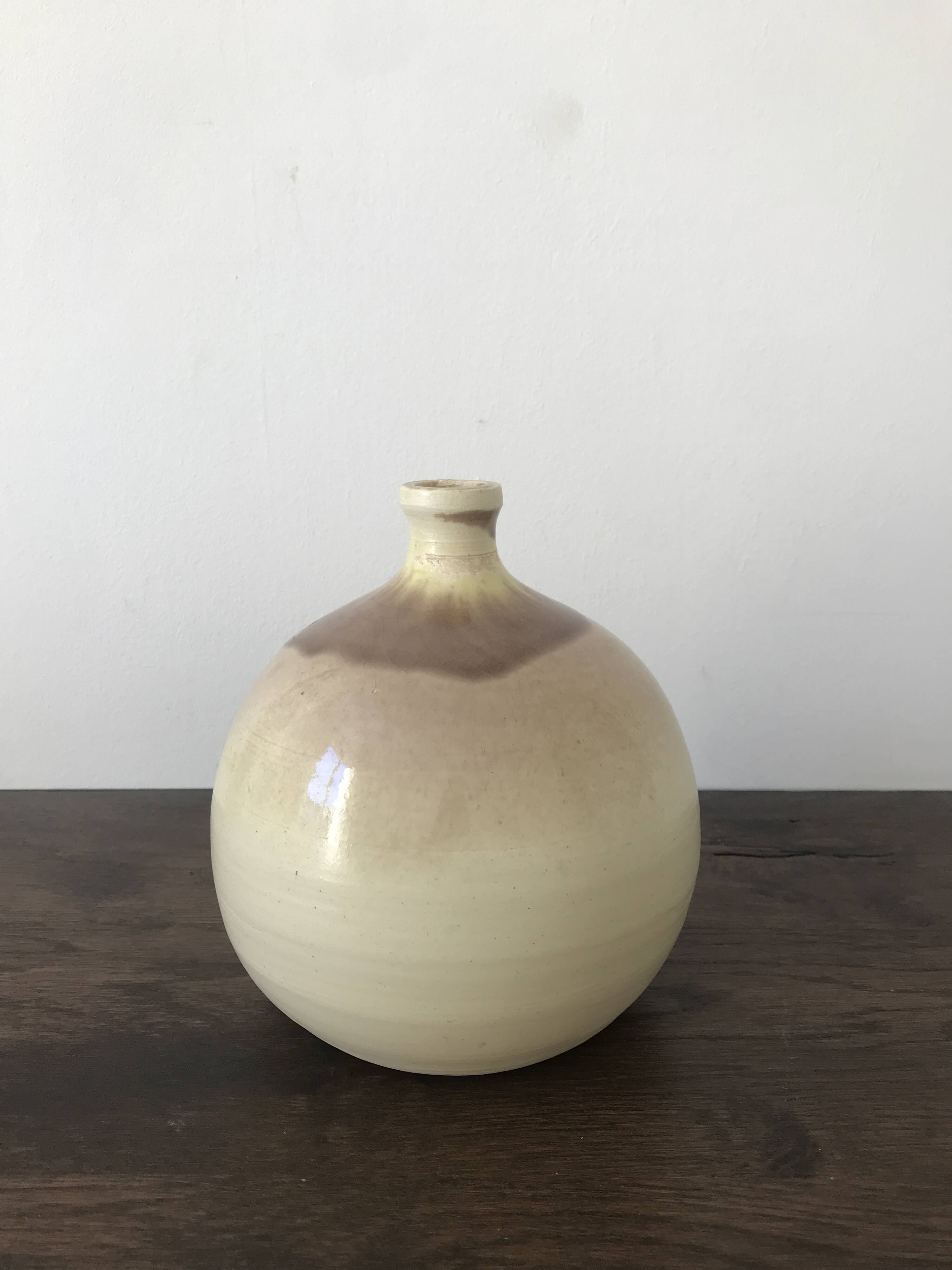 Artisanal ceramic ball vase lamp base, Laroquebrou pottery