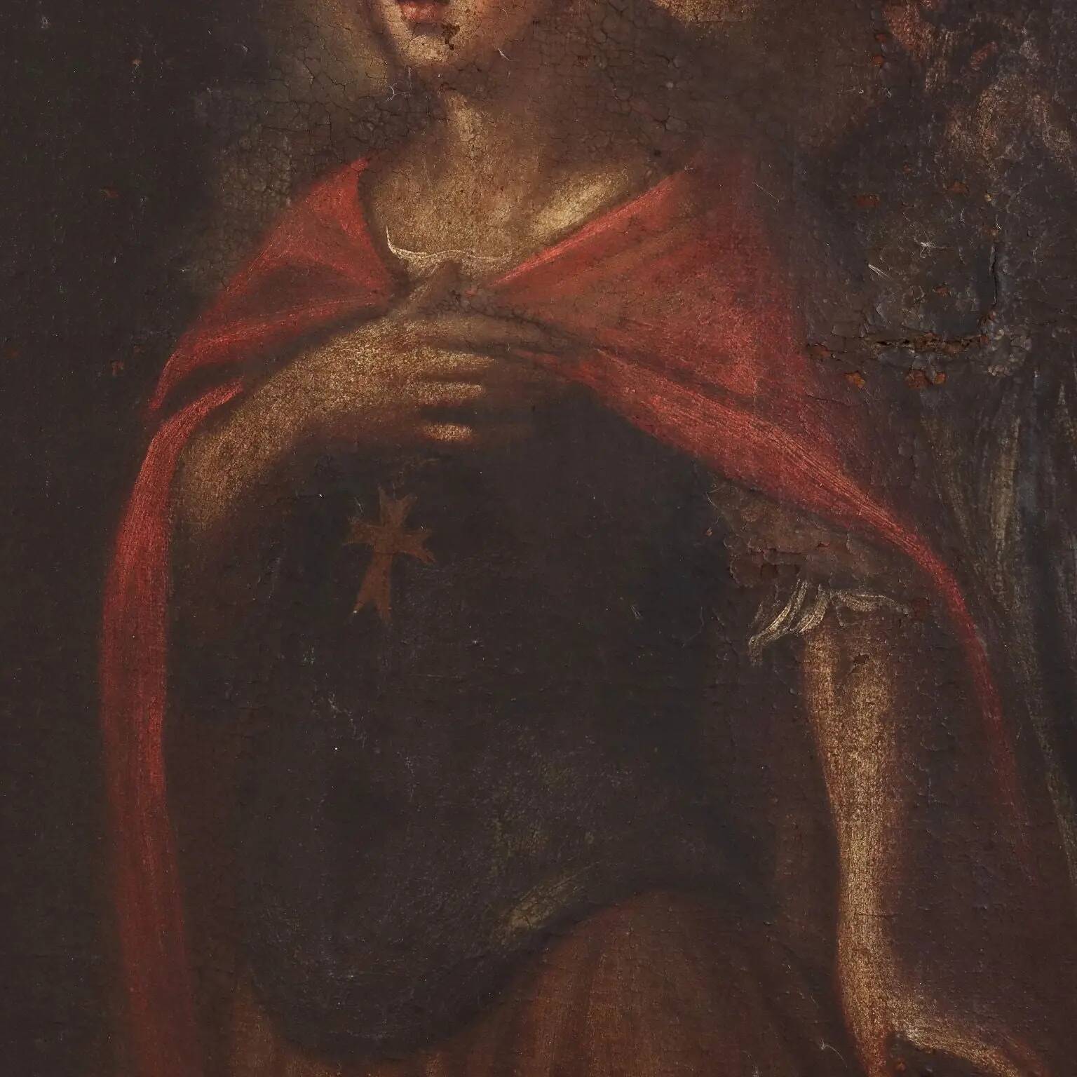 Ancient painting on a religious subject, oil on canvas, Italy 17th century.