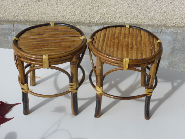 Set of two plant holders in bamboo and wicker