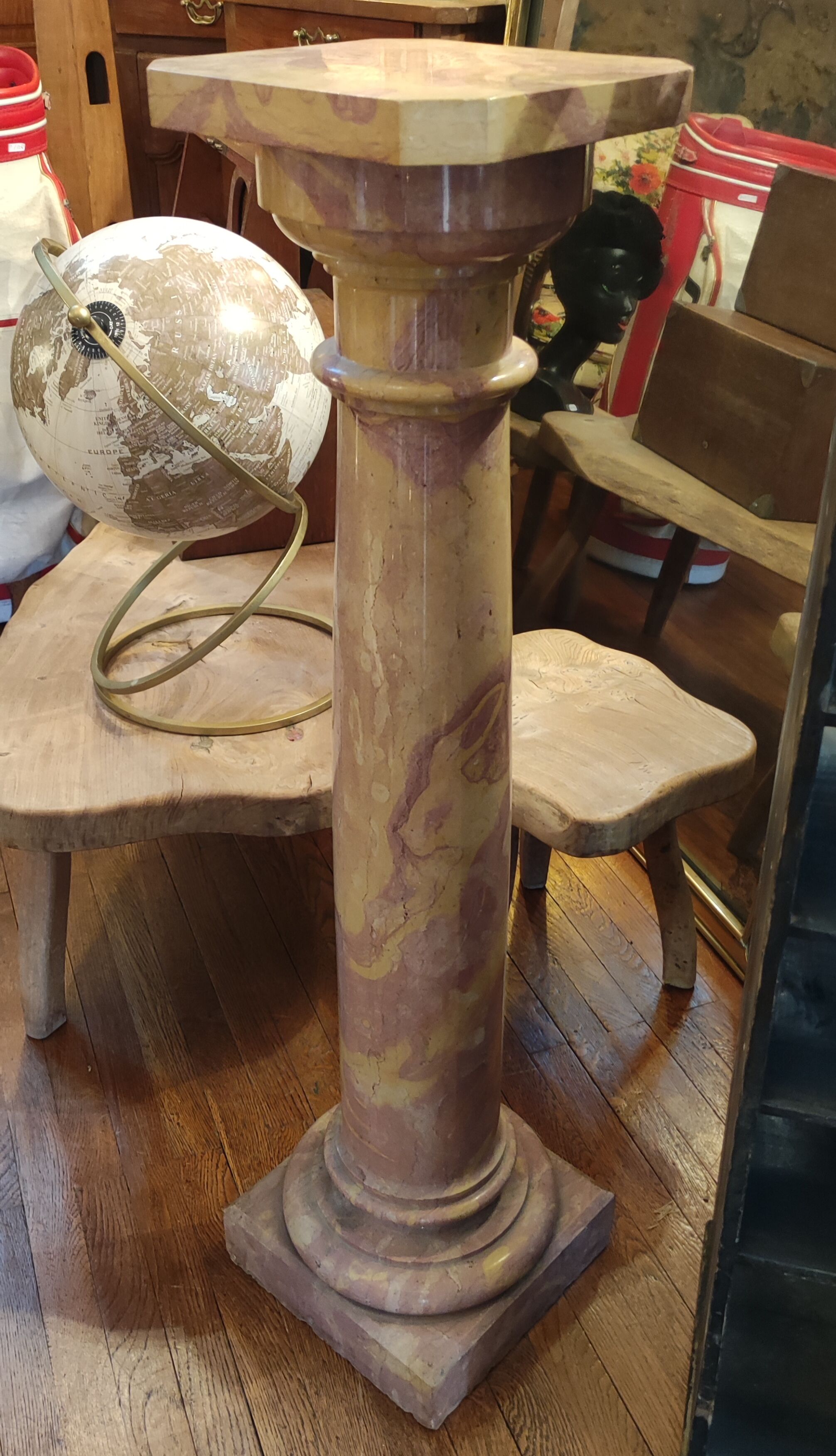Old pink marble presentation column