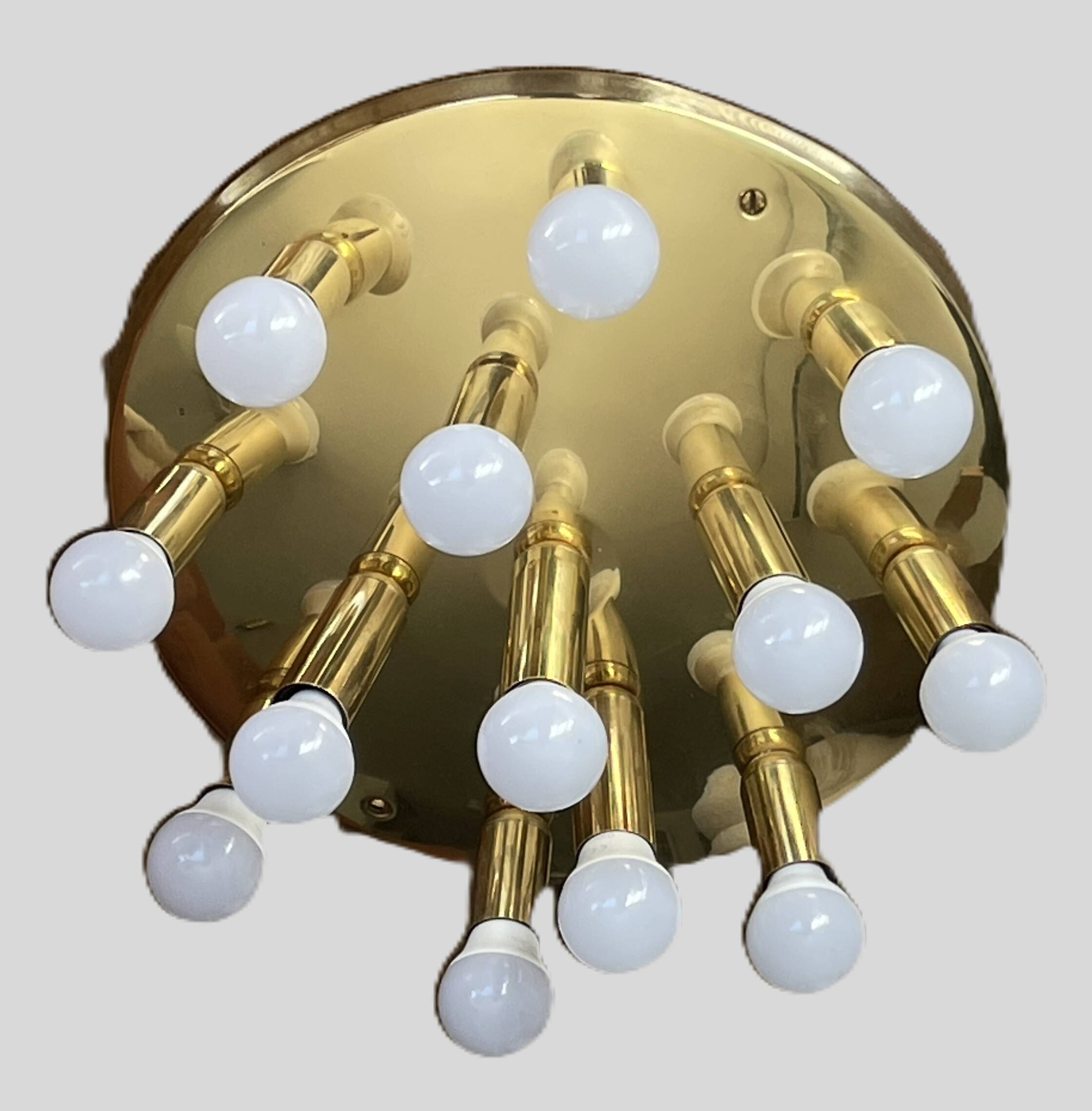 Brass ceiling light with 13 lights – TZ Leuchten, Germany, 1980