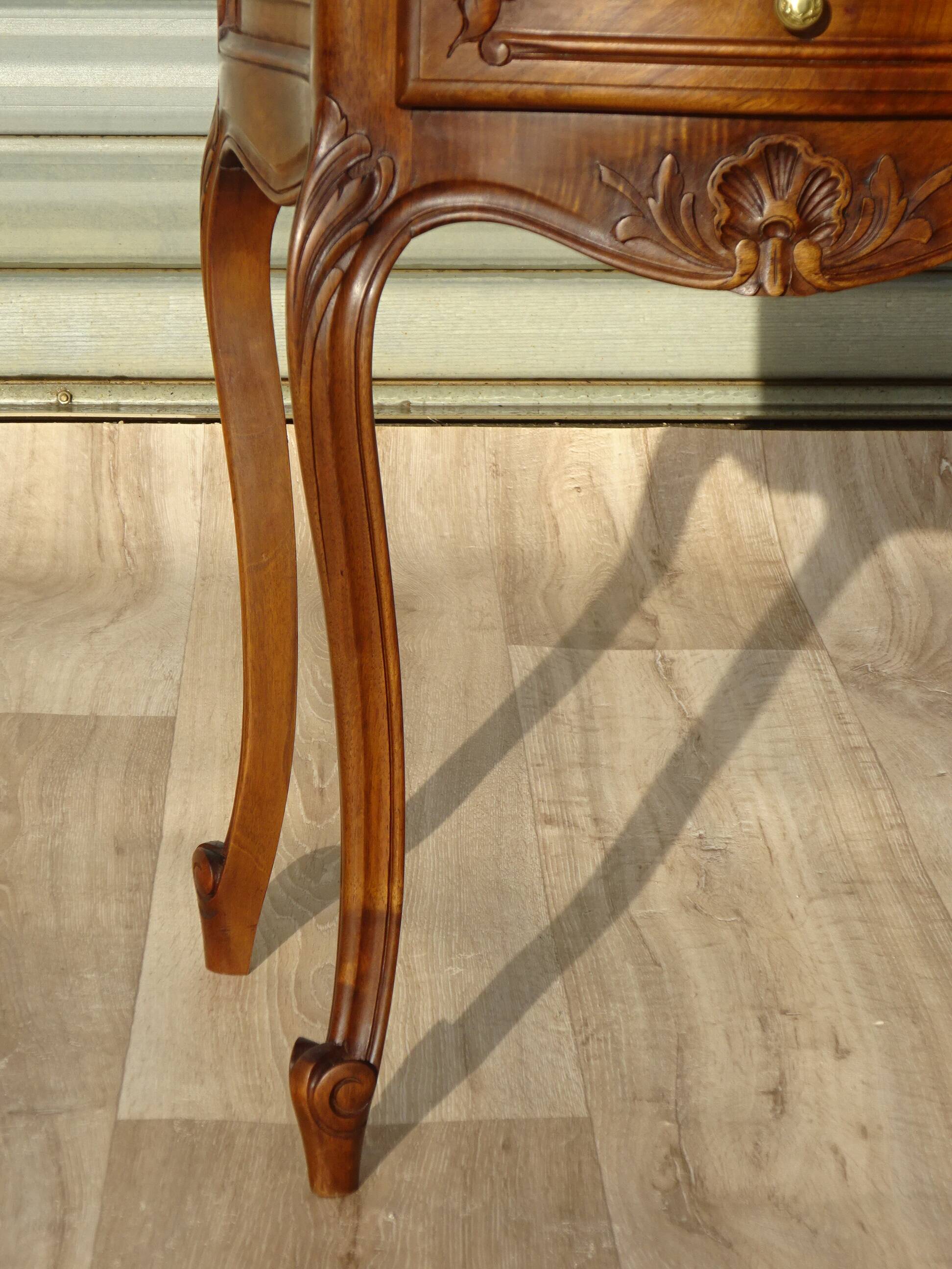 Small walnut bedside table in Louis XV style.