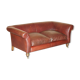 Vintage Art Deco leather sofa, three-seater, feather cushions.
