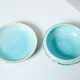 Large round box turquoise blue Art Deco Emaux de Longwy 1950