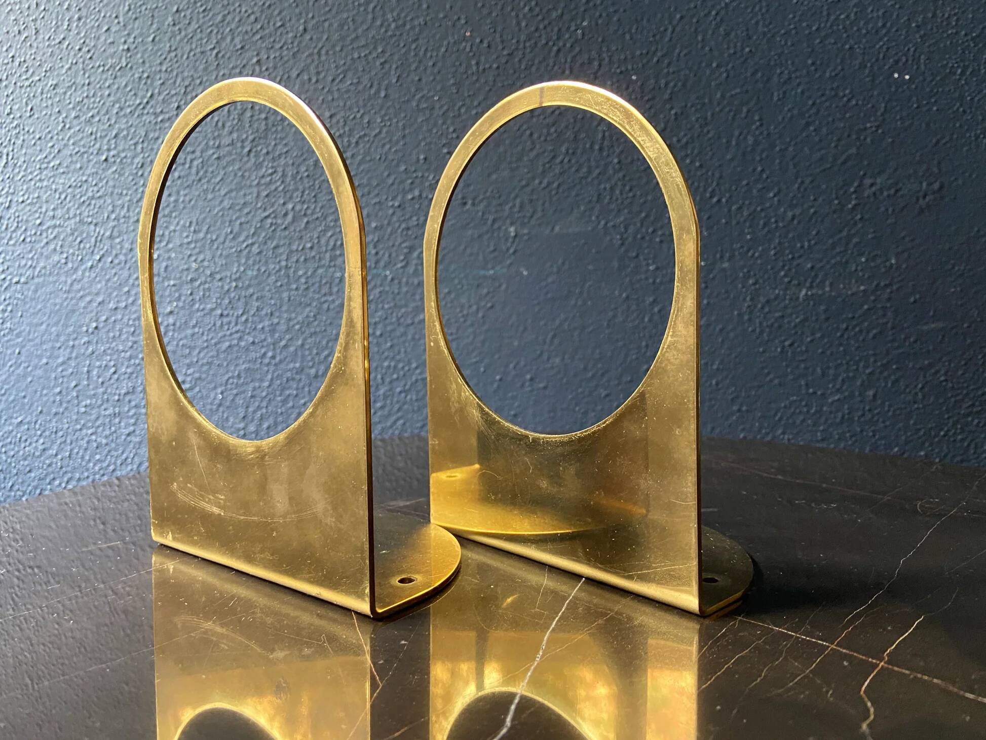 Brass bookends marked Hans-Agne Jakobsson, Sweden, 1960s.
