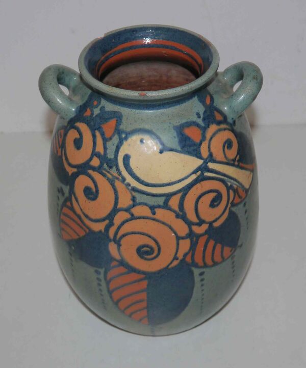 Vase ancien en terre cuite émaillée  art nouveau  « Paul Jacquet »