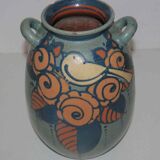 Vase ancien en terre cuite émaillée  art nouveau  « Paul Jacquet »