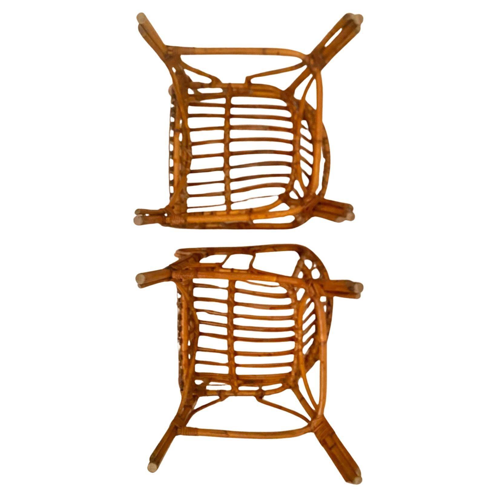 Mid Century Modern Bamboo Chairs and Table Set, Italy 1960s