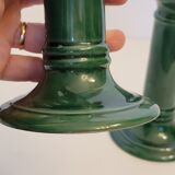 Pair of green ceramic candle holders