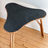 Table en rotin plateau noir