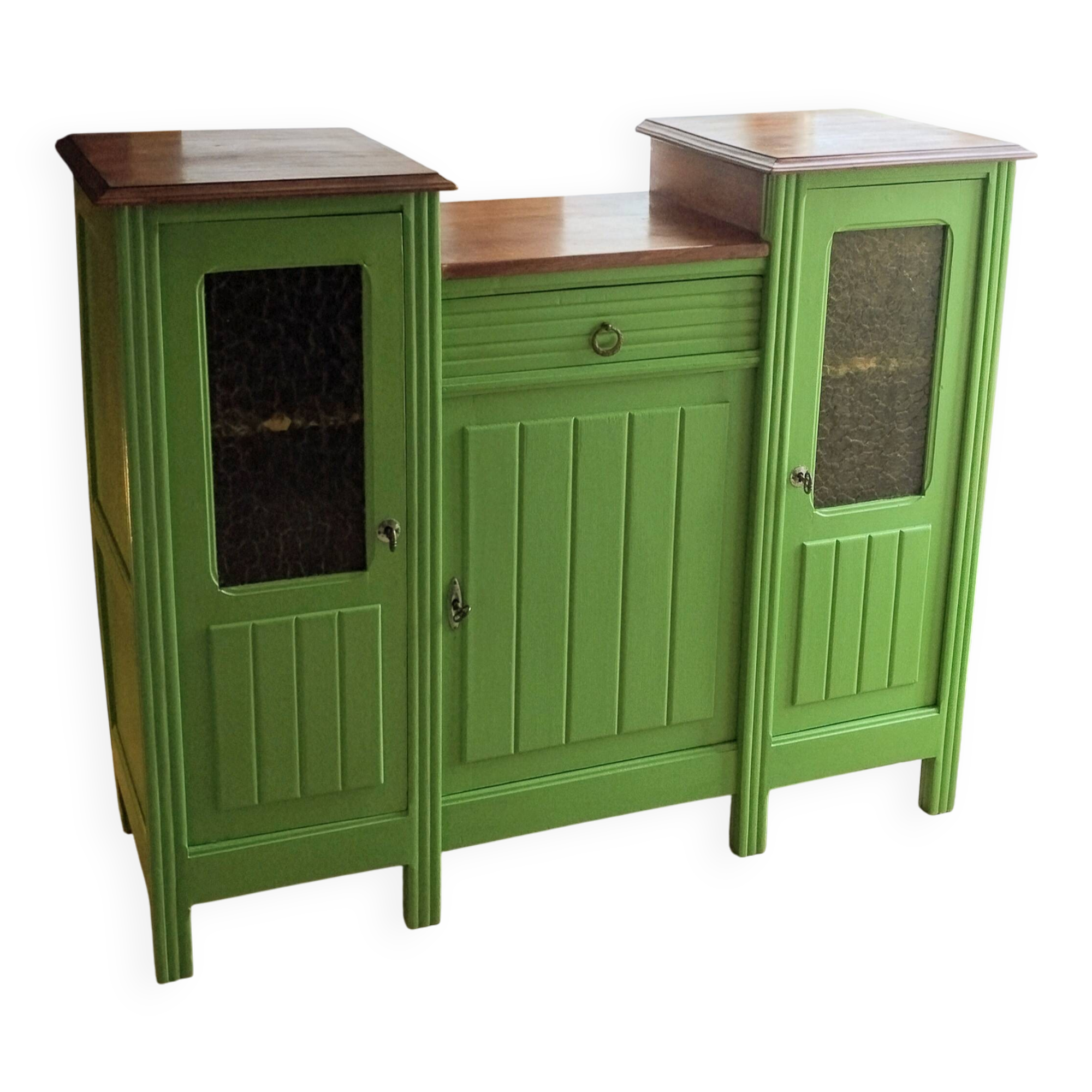 Art Deco Gin Buffet, painted in Farrow and Ball with a William Morris-inspired interior