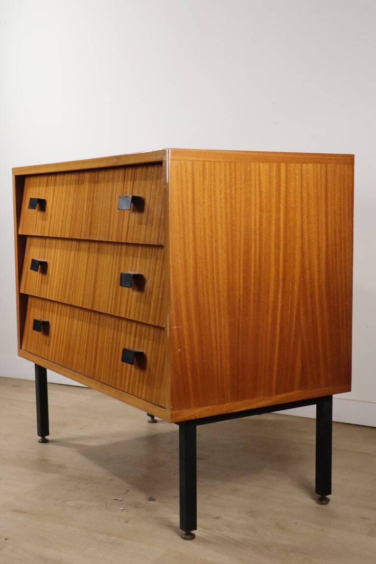Vintage wood and metal chest of drawers, 1960