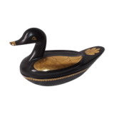 Duck box in black and golden lacquered wood