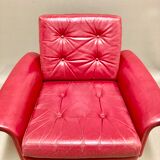 Red leather armchair design 1950