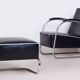 Bauhaus Armchair with Stool in Chrome attributed to Mücke-Melder, Czech, 1930s, Set of 2