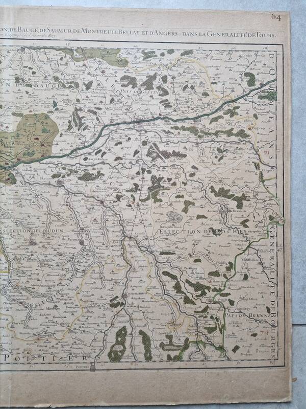 Gravure carte des élections de Tours et ses environs par le seigneur Jaillot, 1711