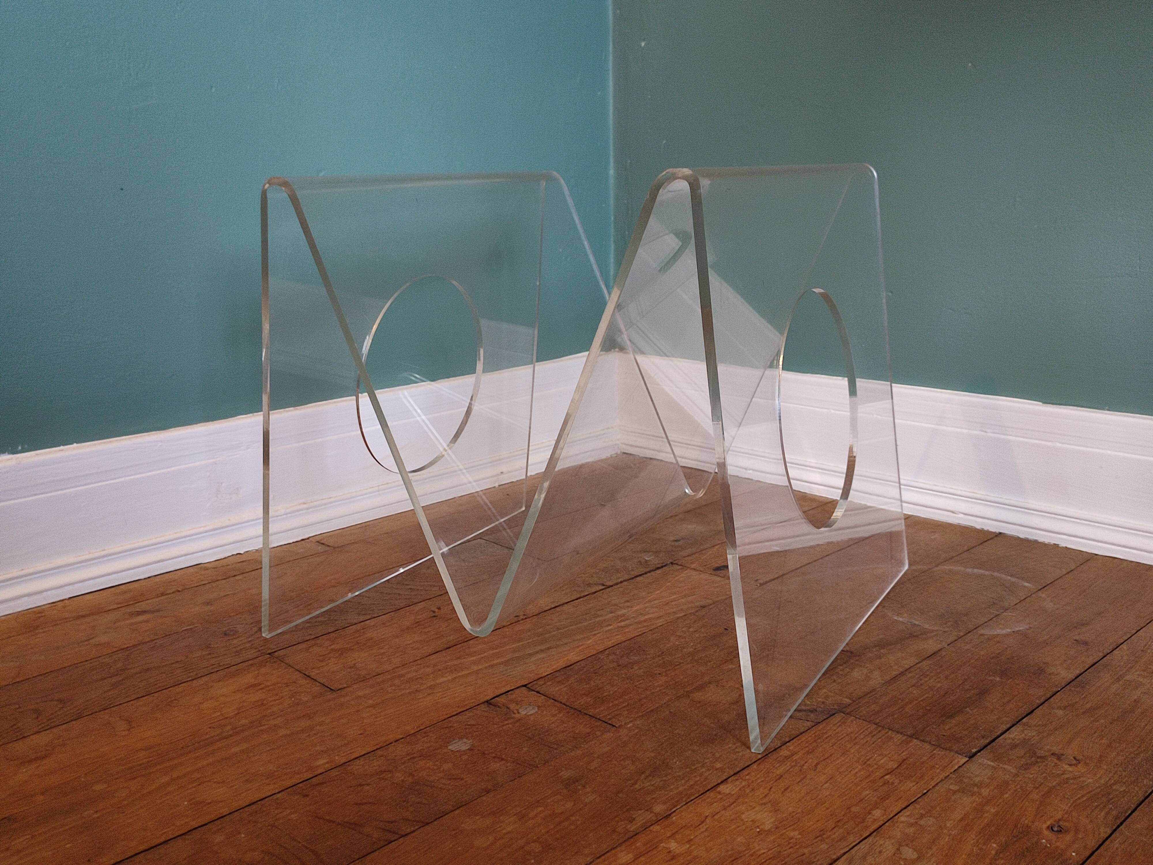 Vintage plexiglass magazine door roche bobois
