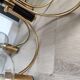 Pair of matching brass and bakelite chandeliers, 3 and 5 branches, 70s milk