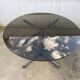 Smoked glass round table chrome Florence Knoll Roche Bobois an70