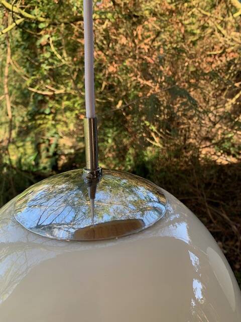 2 Danish white glass pendant lights (50s/60s)