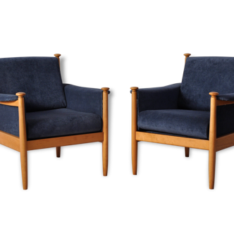 Mid century modern armchairs, pair of 2