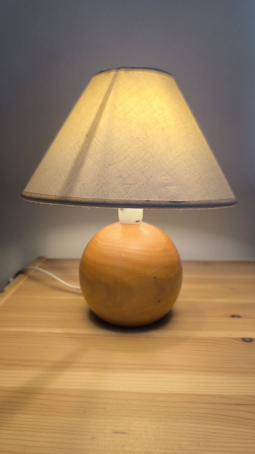 Solid walnut ball table lamp 1970
