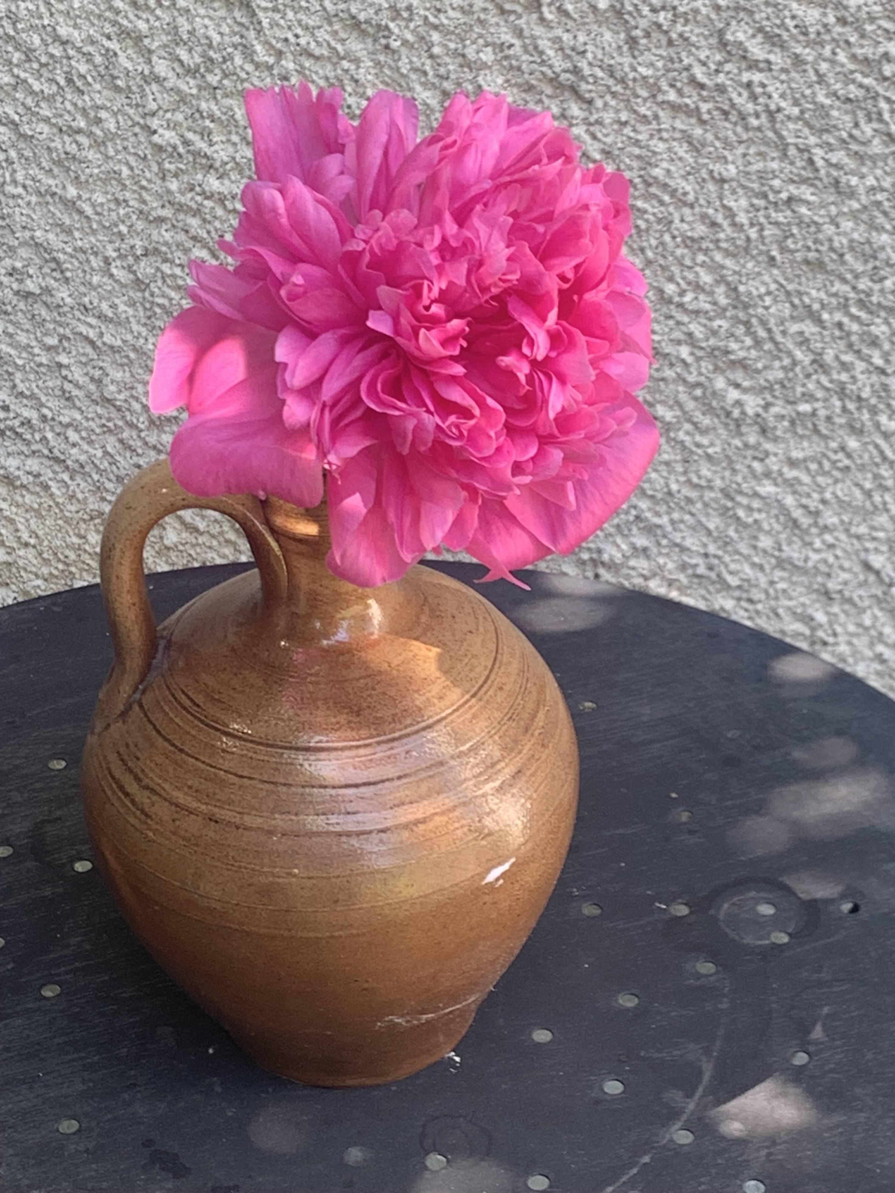 Carafe, jug, gargoulette in glazed stoneware, made in France, vintage