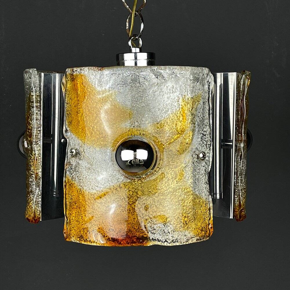Murano glass chandelier ice mid-century by Av Mazzega, Italy, 1970s
