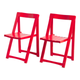 Pair of folding chairs in beech wood