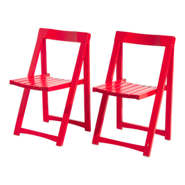 Paire de chaises pliables en hêtre