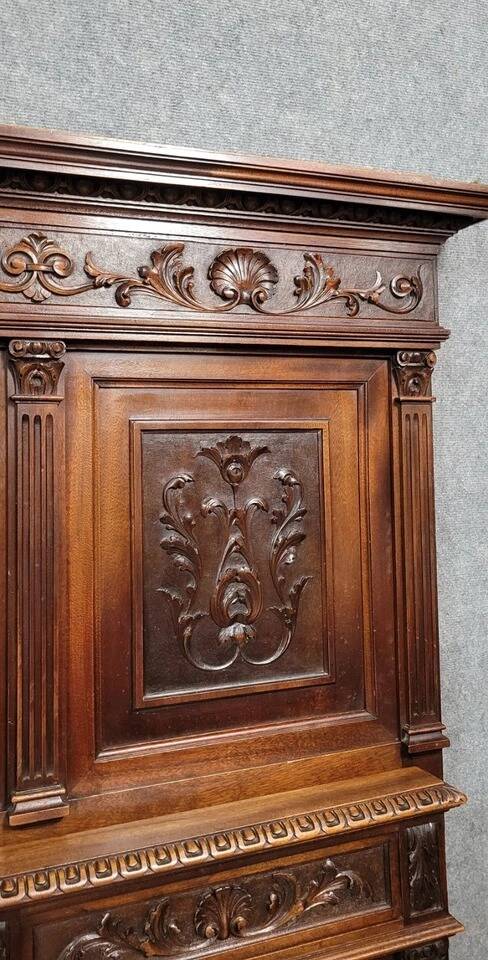 Very large Renaissance style center bed in carved walnut circa 1850