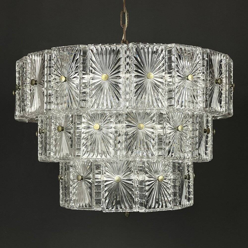Lustre en cristal vintage, Italie, années 1960