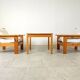 Vintage pine wood armchair set, 1980s