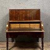 Important Louis Philippe Period Cylinder Desk / Restoration in speckled mahogany
