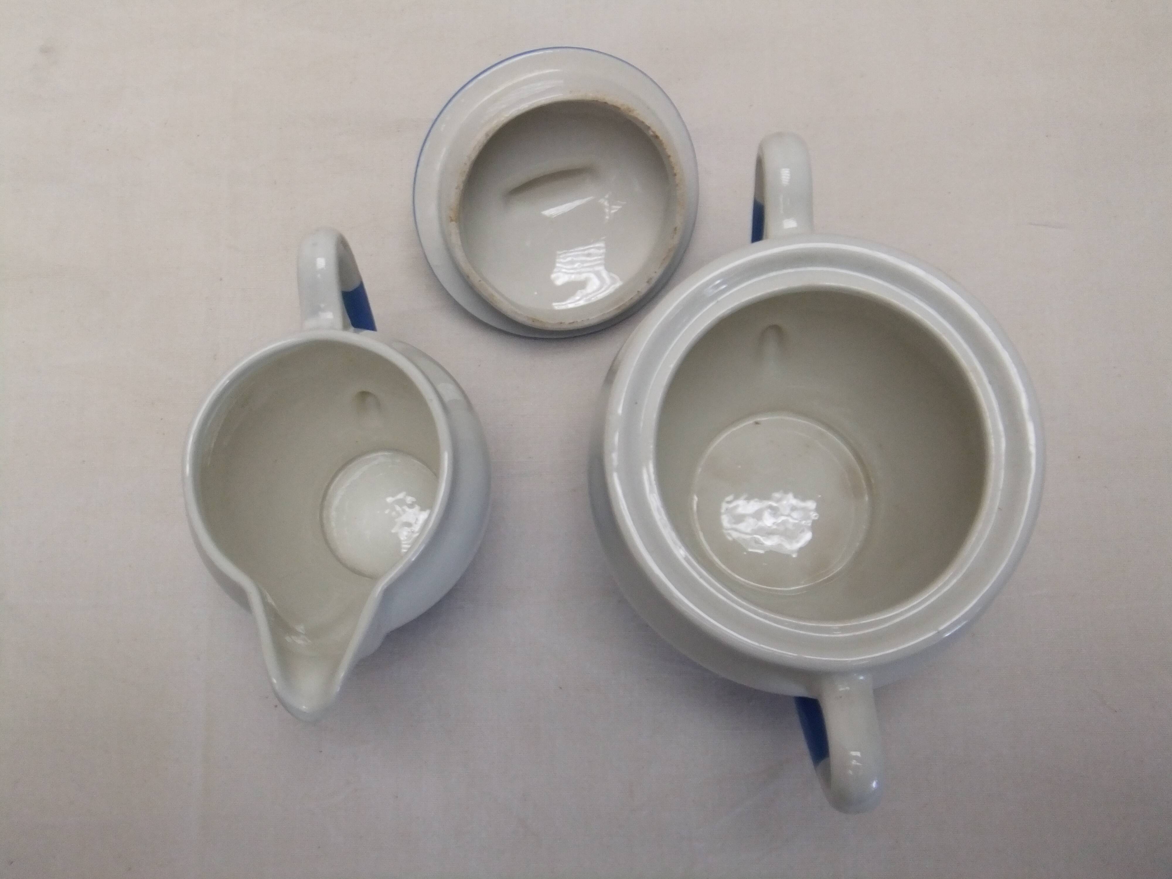 Vintage Ceranord coffee service pot coffee maker sugar bowl blue white